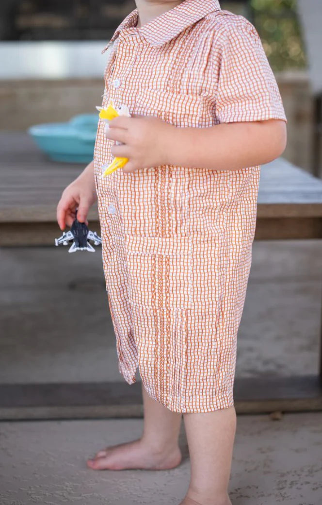 Gameday Burnt Orange Guayabera Romper