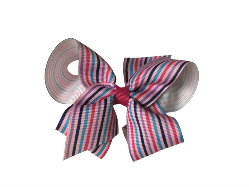 Pink Multi Stripe Grosgrain Hair Bow