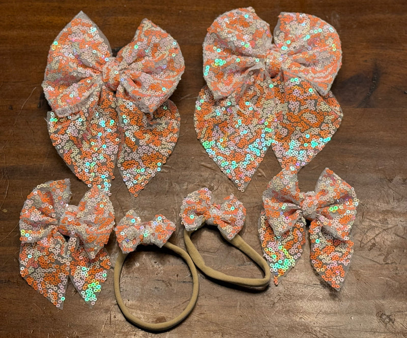 Orange & Pink Sequin 2" - Nylon Baby Headband