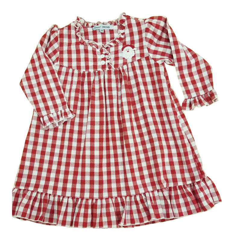 Red Gingham Embroidered Santa Gown