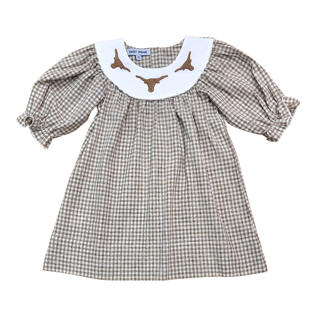 Girls Gingham Longhorn Dress