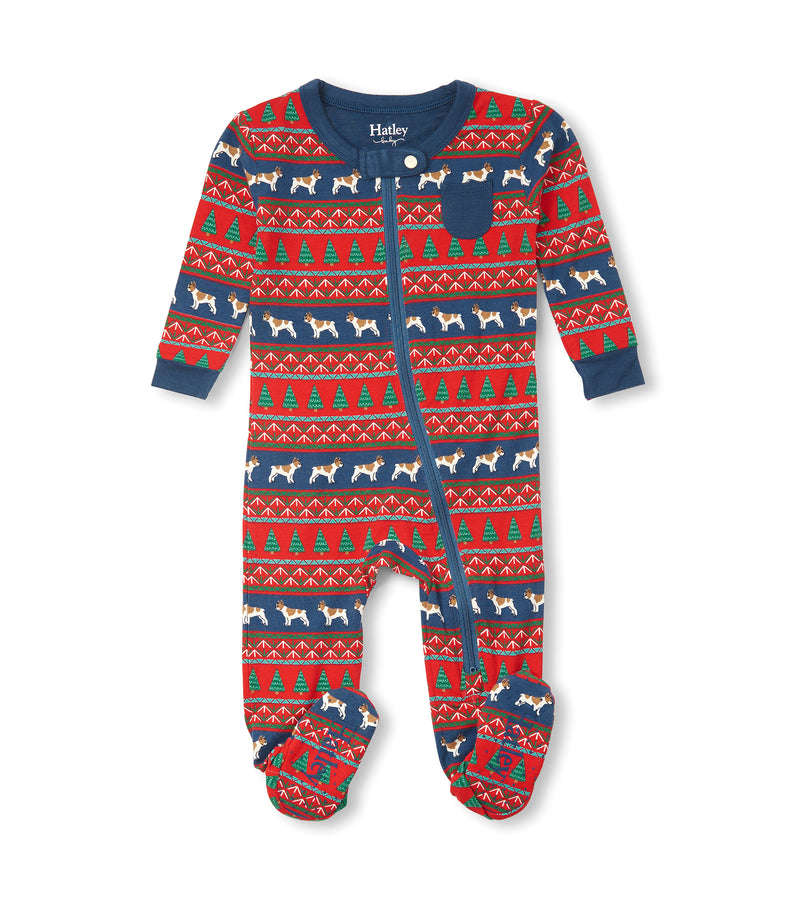 Bulldog Fair Isle Bamboo Footed Coverall