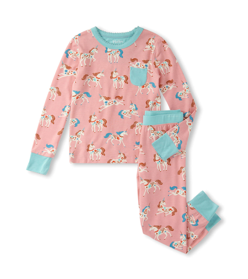 Folksy Unicorn Bamboo Pajama Set