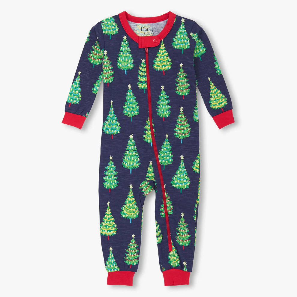 Bottle Brush Trees Stretch Cotton Coverall