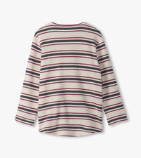 Oatmeal Melange Stripes Waffle Henley