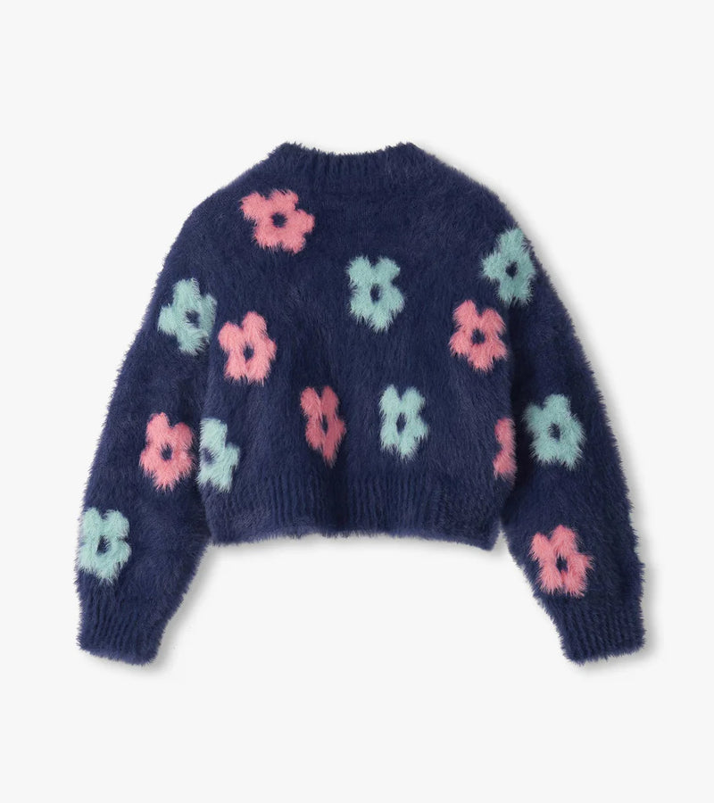 Girls Big Flowers Open Cardigan