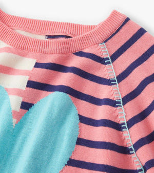 Girls Mixed Stripes Pullover Sweater - Heart