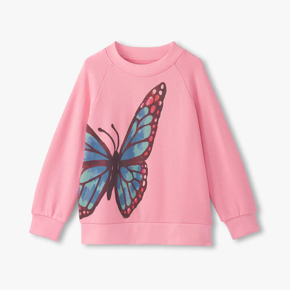 Sea Pink Butterfly Slouchy Pullover