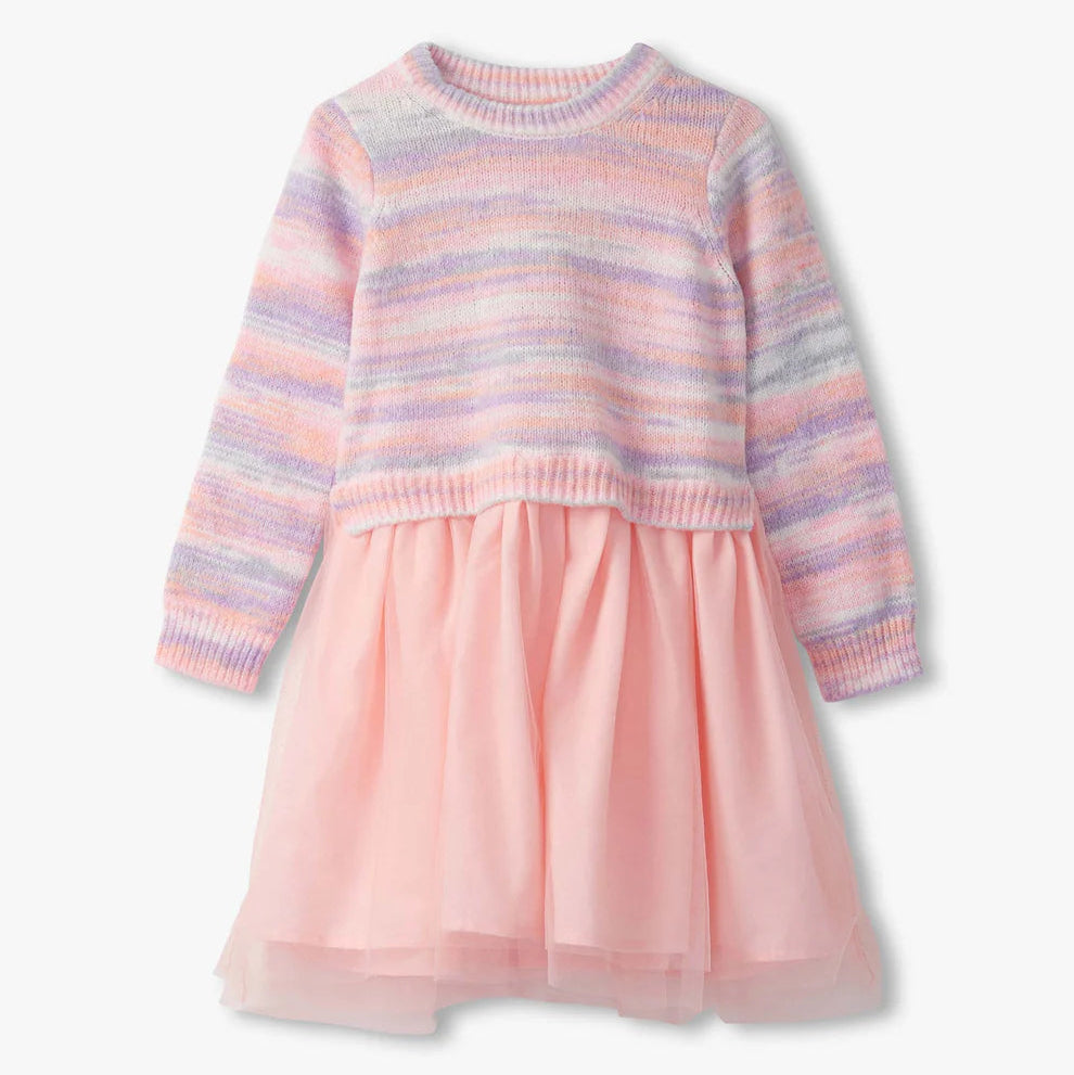 Pastel Rainbow Fuzzy Mixed Dress