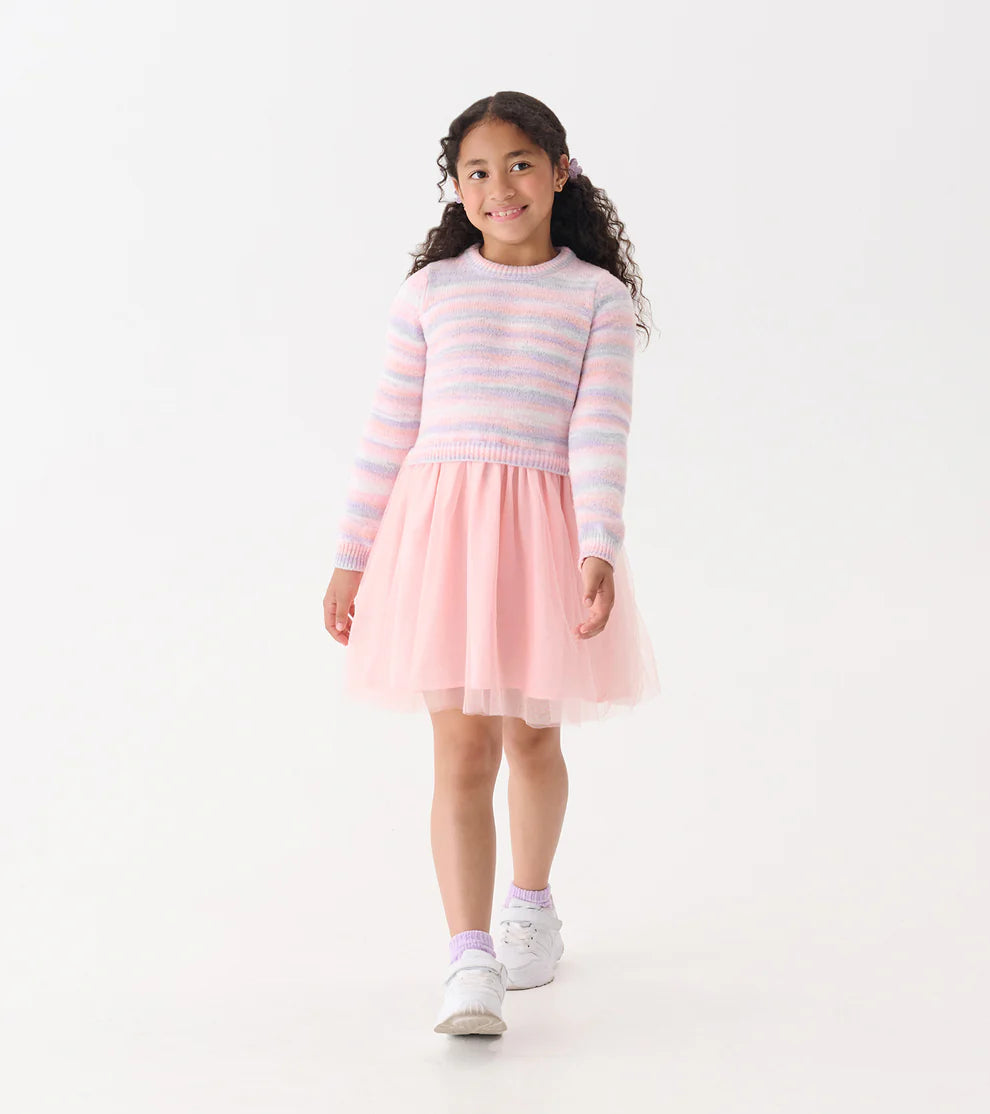 Pastel Rainbow Fuzzy Mixed Dress