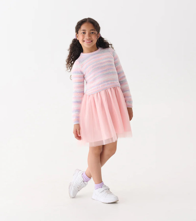 Pastel Rainbow Fuzzy Mixed Dress