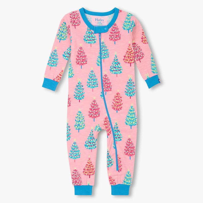 Pink Bottle Brush Trees Stretch Cotton Coverall