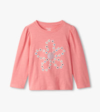 Embroidered Flowers Puff Sleeve Graphic Tee