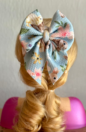 Blue Easter Bunny 3" Sailor Bow on Clip