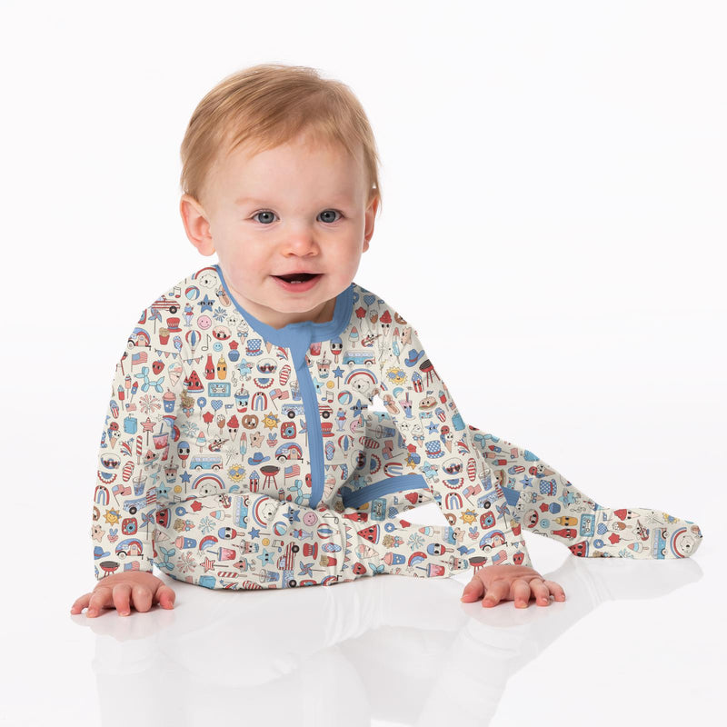 Print Footie with 2 Way Zipper - Party USA