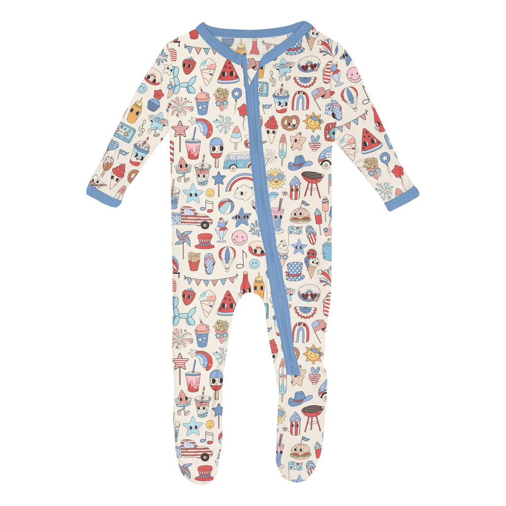 Print Footie with 2 Way Zipper - Party USA