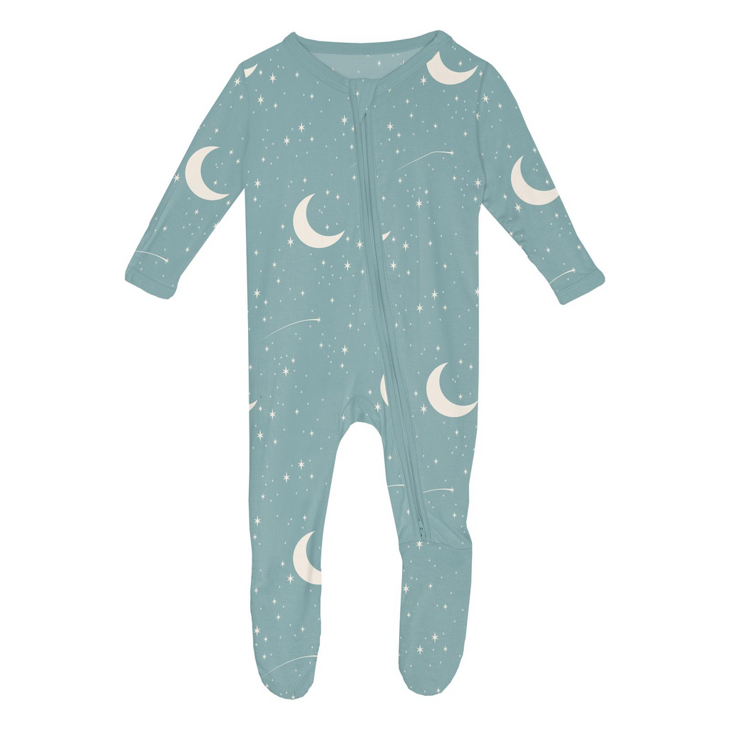 2 Way Zipper Footie - Jade Starry Sky & Moon