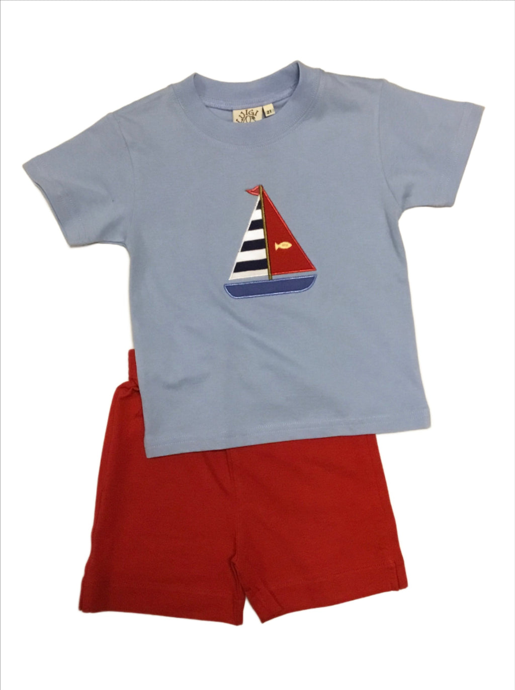 Sailboat T-Shirt & Red Shorts Set