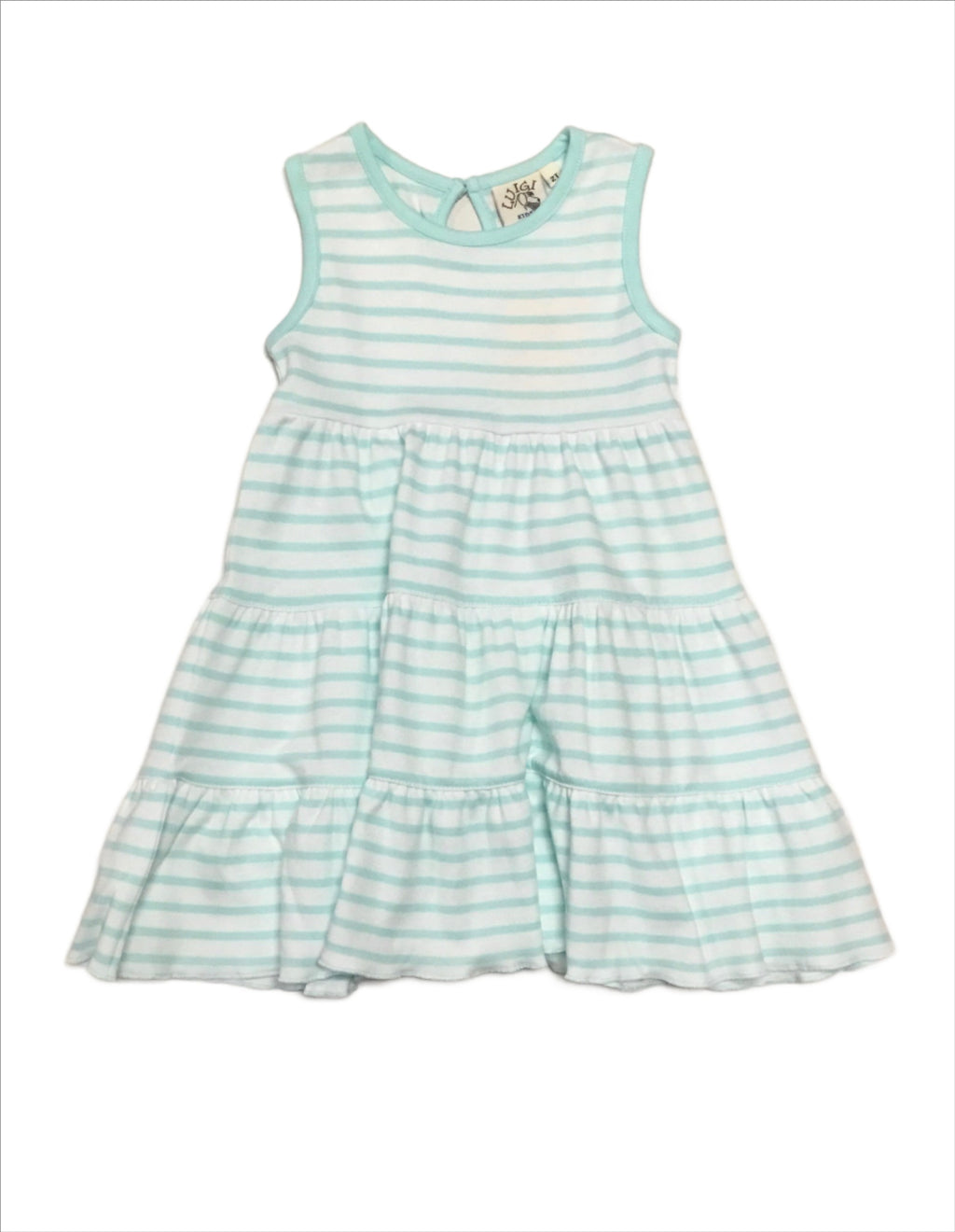 Seafoam Green & White Stripe 3 Tier Dress