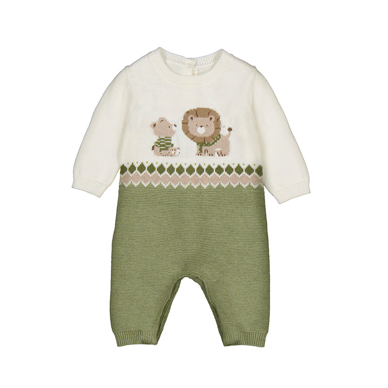Lion & Bear Green & Cream Knit Tricot Coverall