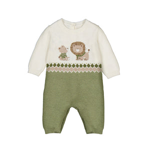 Lion & Bear Green & Cream Knit Tricot Coverall