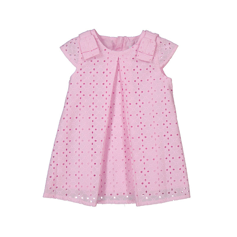 Mauve Eyelet Cotton Bow Shoulder Dress Baby