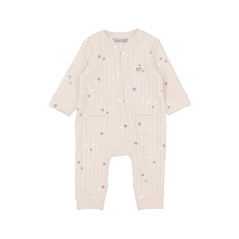 Dotted Ribbed Zip-Up Coverall - Pottery