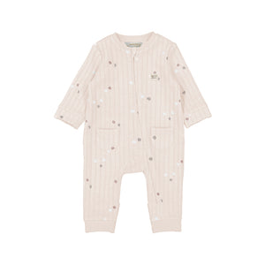 Dotted Ribbed Zip-Up Coverall - Pottery