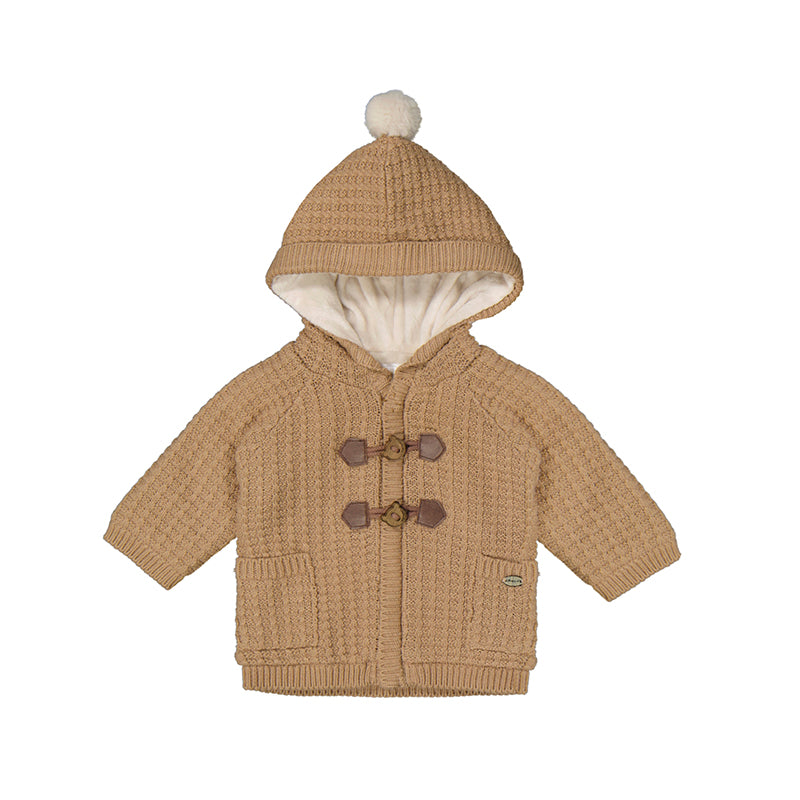 Toffee Knit Toggle Button Hooded Cardigan Jacket