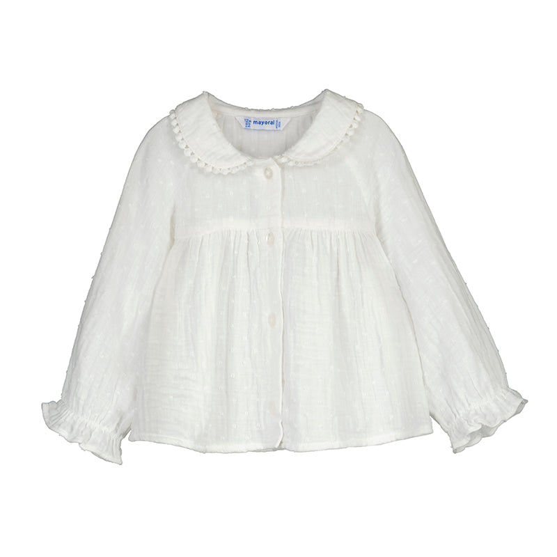 Cream Plumeti Chiffon Blouse