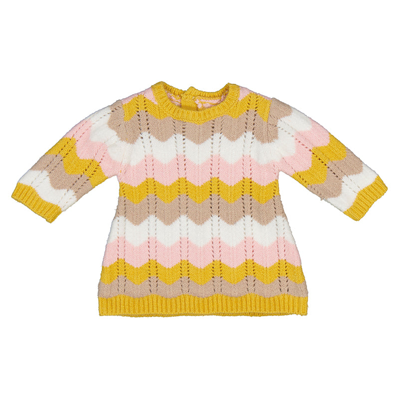 Chamomile Zigzag LS Sweater Knit Dress