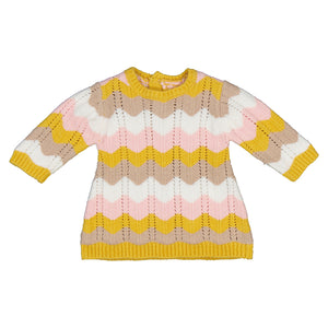 Chamomile Zigzag LS Sweater Knit Dress