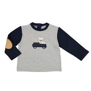 Llama Car Dude Elbow Patch LS Tee