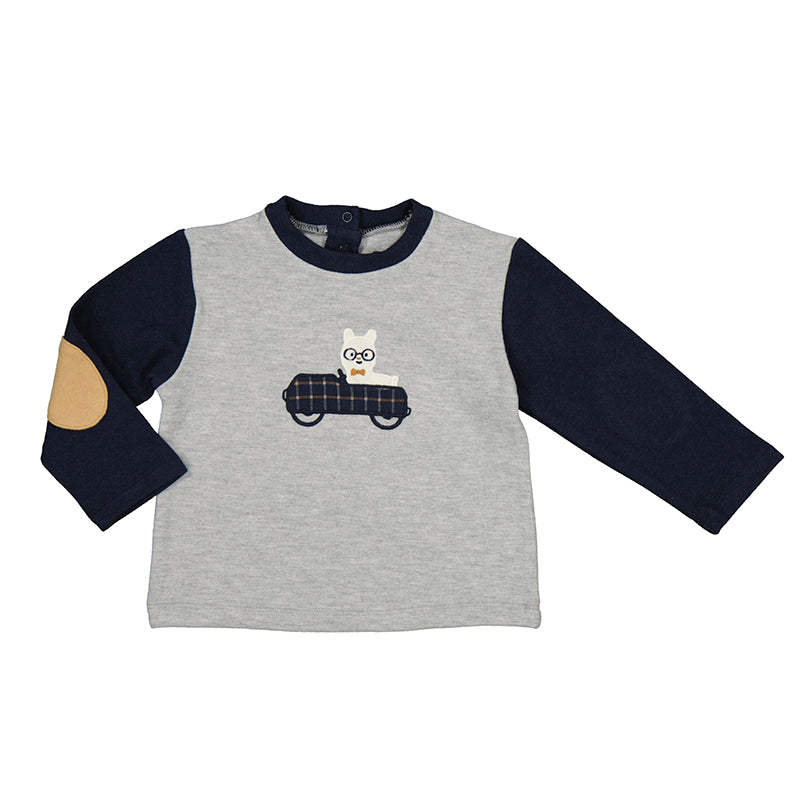 Llama Car Dude Elbow Patch LS Tee