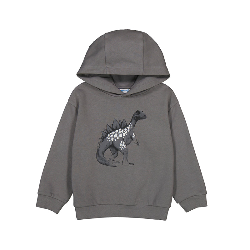 Grey Dino Textured Hoodie Pullover