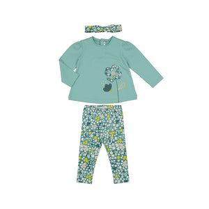 Emerald Floral Legging Set & Headband