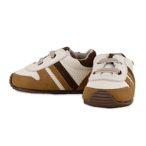 Peanut & Brown Stripe Baby Sneakers