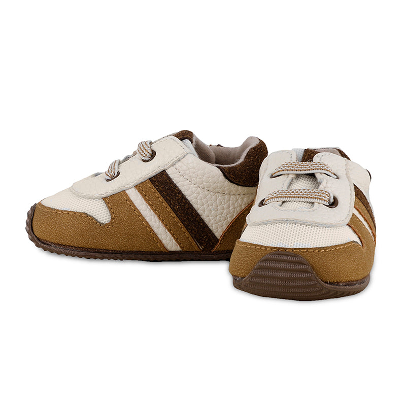 Peanut & Brown Stripe Baby Sneakers