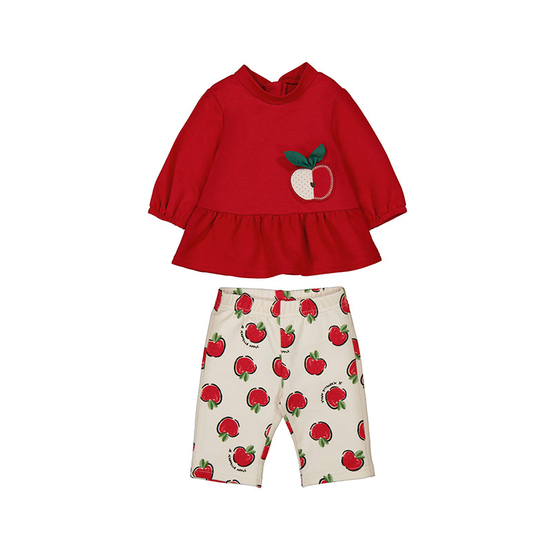 Apple Applique Peplum Top & Apple Print Pants