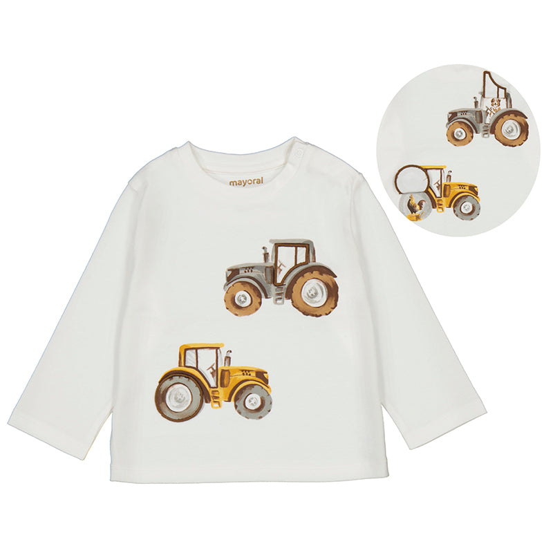 Tractors Long Sleeve Cream Tee
