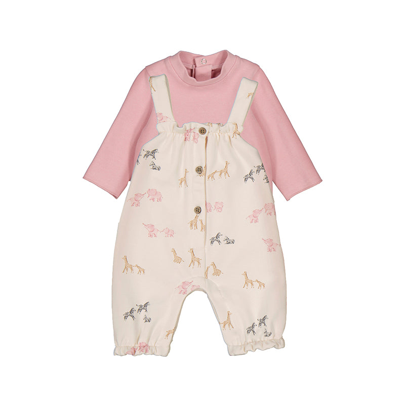 Orchid Pink Safari Print Dungaree Set