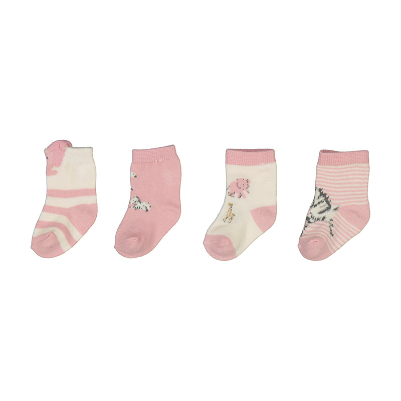 Orchid Pink Safari 4 Pair Infant Sock Set