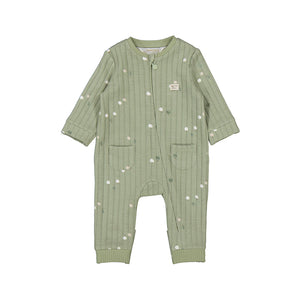Dotted Ribbed Zip-Up Coverall - Sage