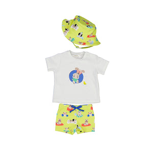 Pool Pups Top & Swim Shorts with Hat Set