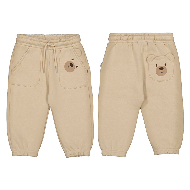 Teddy Bear Pocket Latte Cuffed Fleece Trousers