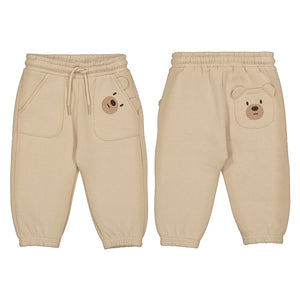 Teddy Bear Pocket Latte Cuffed Fleece Trousers
