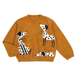 Caramel Dalmatian Fuzzy Sweater