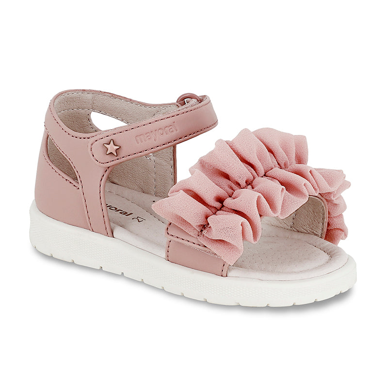 Baby Pink Ruffled Sandals Sustainable Leather