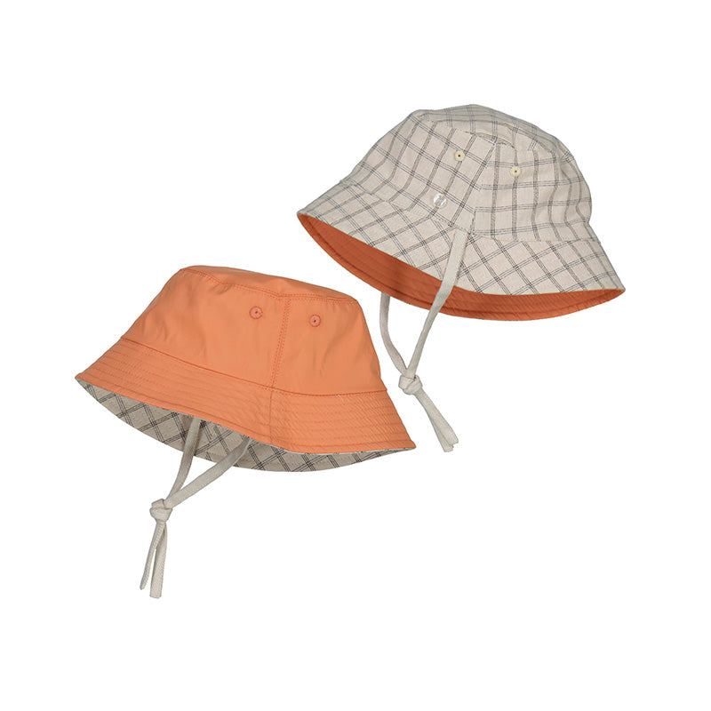 Plaid & Peach Reversible Bucket Hat