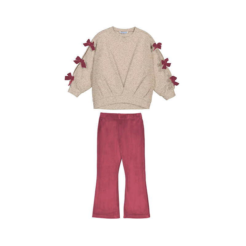 Cherry Bows Pullover & Flared Leggings Set